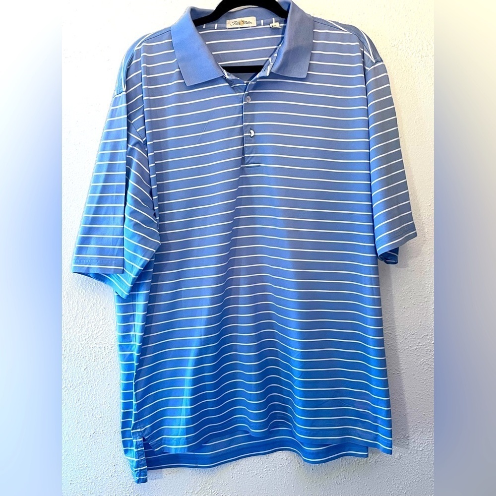 Peter Millar Polo Purple Gray Summer Comfort Golf Preppy Cotton Shirt Size XL